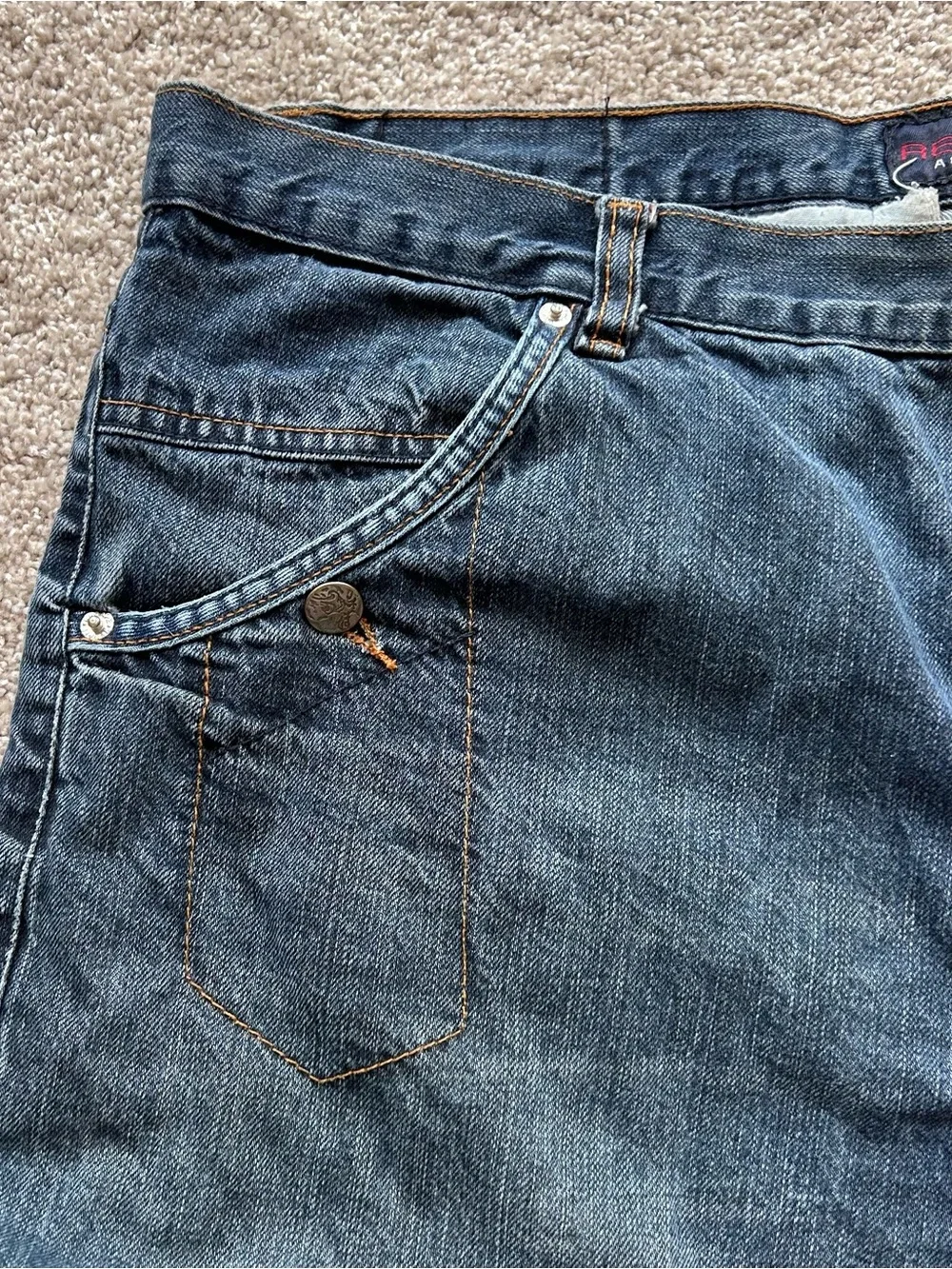 Red Ape Authentic Cargo Carpenter Jeans | Men's 40x32 | Dark Wash Y2K Baggy